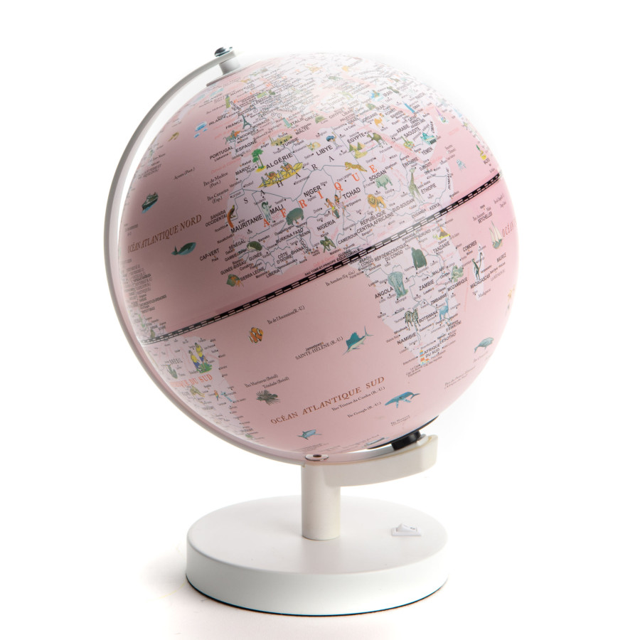 Globe terrestre lumineux rose - amadeus - La Maison de Zazou
